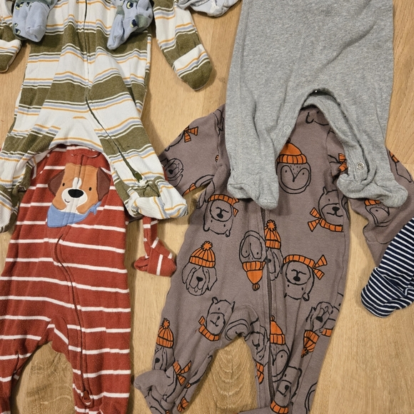 Bundle/Lot Of Newborn Baby Footie Sleeper Pajamas Mixed Brands - Picture 4 of 15